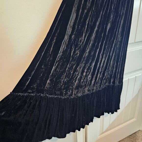 Vintage Liza Lynn Velvet Skirt Womens Large Black 90s Maxi Whimsigoth Fairy Boho - Picture 2 of 8